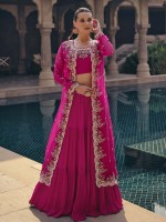 Rani Pink Real Chinon Silk Koti Style Lehenga Choli